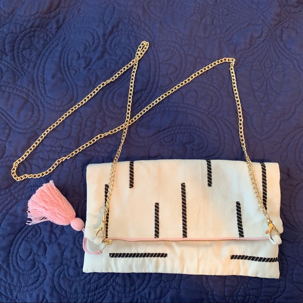 TRIBE ALIVE black and Cream Clutch / Crossbody